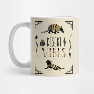 Desert Vibes Armadillo and Horned Lizard Southwestern Art Deco Motif Mug